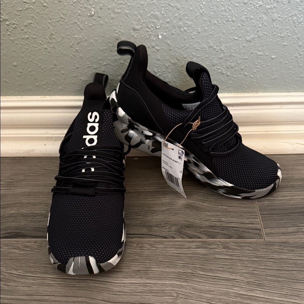 Adidas Black and White Athletic Shoes